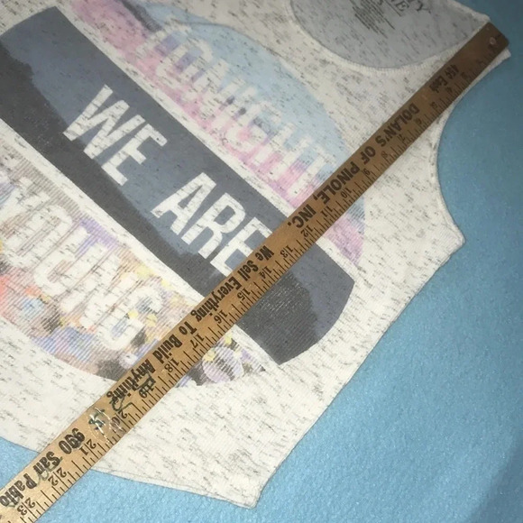 MIGHTY FINE tank top gray cream heather  “Tonight We Are Young” graphic size S - Picture 5 of 6